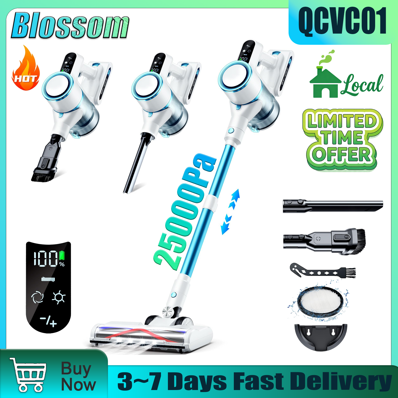 Blossom QCVC01 Wireless Vacuum - đánh giá và giá Car Cleaning Brush